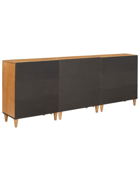 Credenza 3 pz 180 x 33,5 x 75 cm legno massello di mango