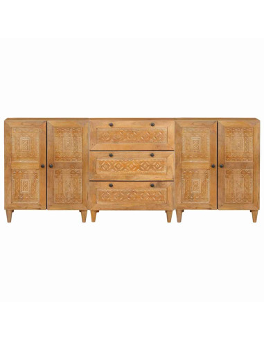 Credenza 3 pz 180 x 33,5 x 75 cm legno massello di mango