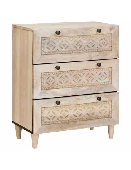Credenza 3 pcs Bianco 60 x 33 x 75 cm legno massello di mango