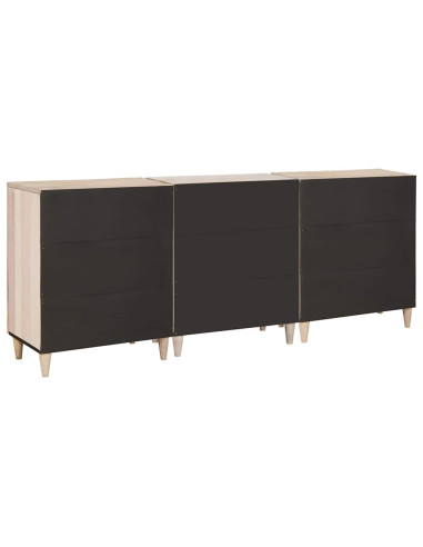 Credenza 3 pcs Bianco 60 x 33 x 75 cm legno massello di mango