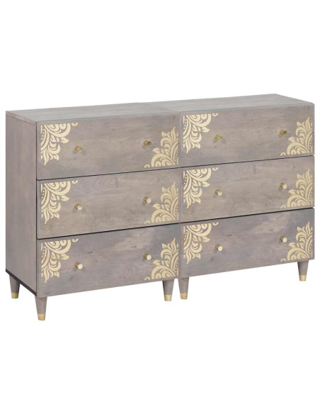 Credenza 2 pcs Grigio 60 x 33.5 x 75 cm Legno massello di mango