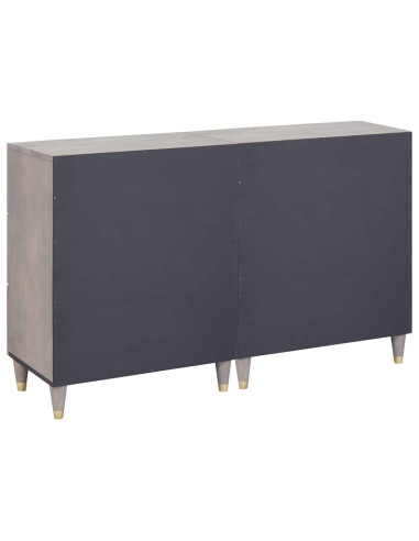Credenza 2 pcs Grigio 60 x 33.5 x 75 cm Legno massello di mango