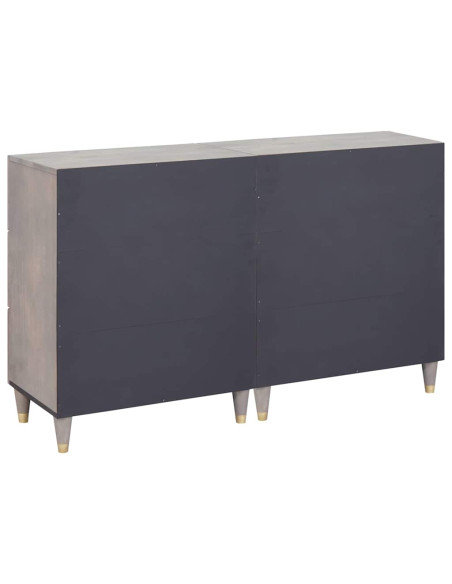 Credenza 2 pcs Grigio 60 x 33.5 x 75 cm Legno massello di mango