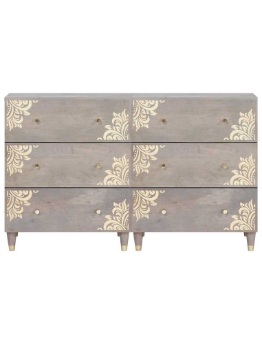 Credenza 2 pcs Grigio 60 x 33.5 x 75 cm Legno massello di mango