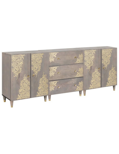 Set di mobili per il bagno 3 pcs Grigio e Oro 180 x 33 x 75 cm