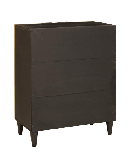 Credenza Nero e Oro 60 x 33 x 75 cm Legno di mango massello