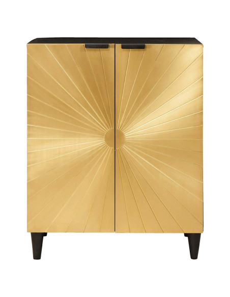 Credenza Nero e Oro 60 x 33 x 75 cm Legno di mango massello