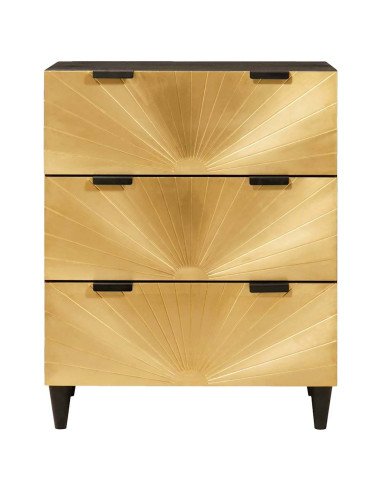 Credenza Nero e Oro 60 x 33 x 75 cm legno massello di mango