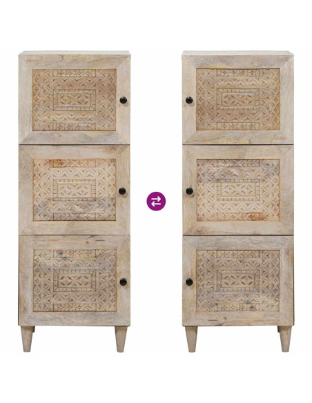 Credenza Bianco 40 x 33 x 110 cm legno massello di mango