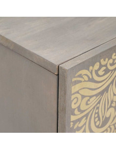 Credenza Grigio e Oro 60 x 33.5 x 75 cm Legno massello di mango 2