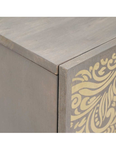 Credenza Grigio e Oro 60 x 33.5 x 75 cm Legno massello di mango