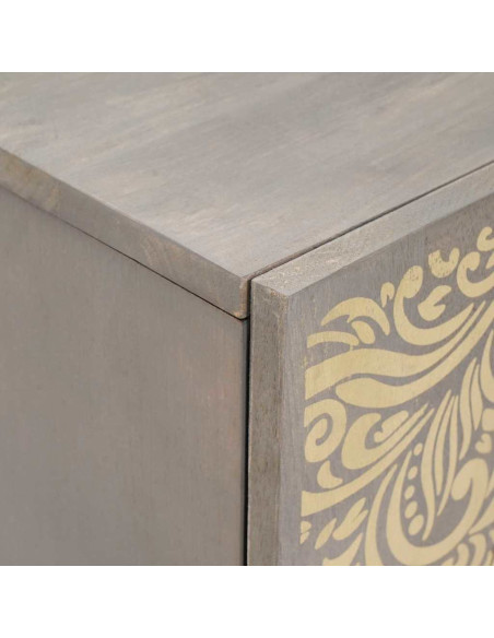Credenza Grigio e Oro 60 x 33.5 x 75 cm Legno massello di mango