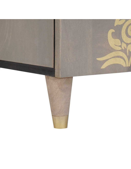 Credenza Grigio e Oro 60 x 33.5 x 75 cm Legno massello di mango