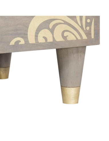 Credenza Grigio e Oro 60 x 33.5 x 75 cm Legno massello di mango