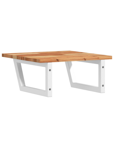 Ripiano a Parete per Lavabo in Acciaio e Massello di Acacia