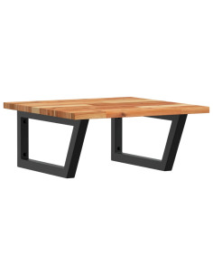 Ripiano a Parete per Lavabo in Acciaio e Massello di Acacia 2