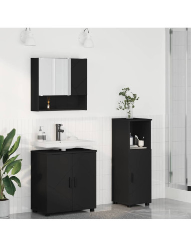 Set di mobili per il bagno con porta 3 pcs Nero 61 x 35 x 64 cm