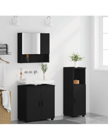 Set di mobili per il bagno con porta 3 pcs Nero 61 x 35 x 64 cm