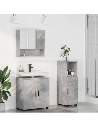 Set di mobili per il bagno 3 pcs Grigio cemento 61 x 35 x 64 cm