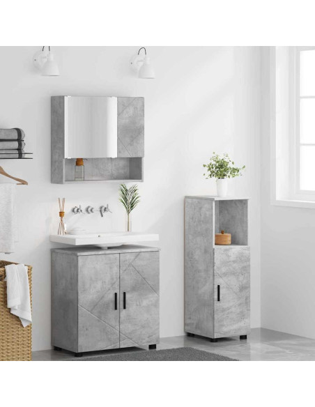 Set di mobili per il bagno 3 pcs Grigio cemento 61 x 35 x 64 cm