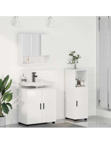 Set di mobili per il bagno 3 pcs Bianco lucido 61 x 35 x 64 cm