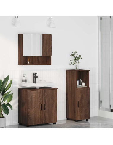 Set di mobili per il bagno 3 pcs Rovere marrone 61 x 35 x 64 cm