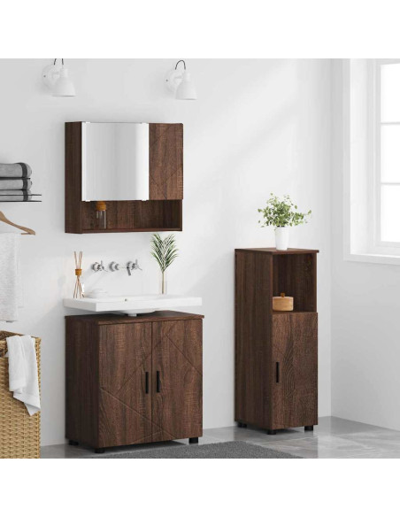 Set di mobili per il bagno 3 pcs Rovere marrone 61 x 35 x 64 cm