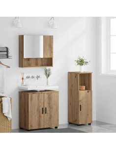 Set di mobili per il bagno 3 pz Rovere artigianale 2