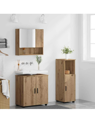 Set di mobili per il bagno 3 pz Rovere artigianale