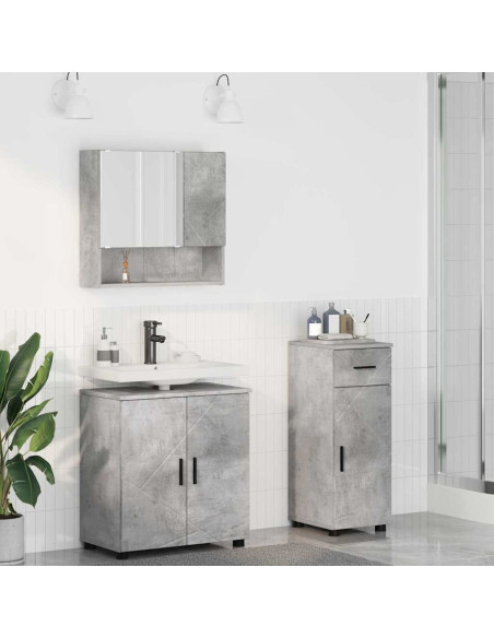 Set di mobili per il bagno 3 pcs Grigio cemento 61 x 35 x 64 cm