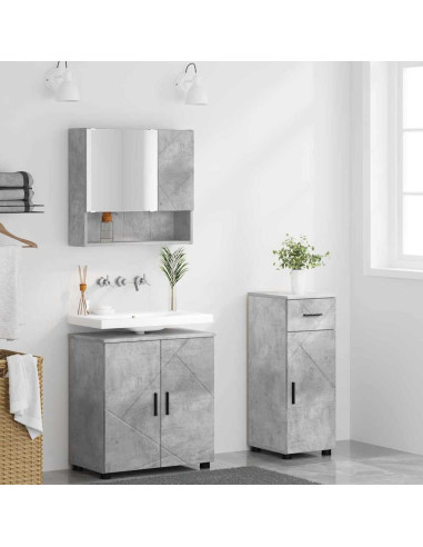 Set di mobili per il bagno 3 pcs Grigio cemento 61 x 35 x 64 cm