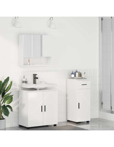 Set di mobili per il bagno 3 pcs Bianco lucido 61 x 35 x 64 cm