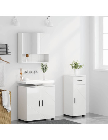 Set di mobili per il bagno 3 pcs Bianco lucido 61 x 35 x 64 cm