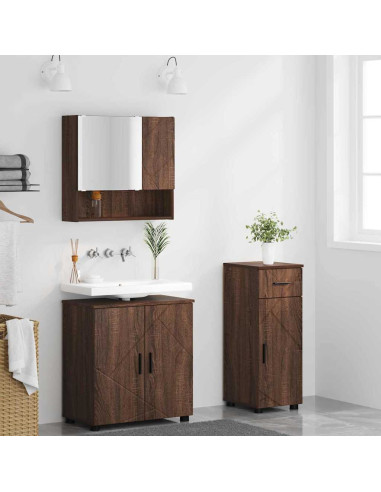Set di mobili per il bagno 3 pcs Rovere marrone 61 x 35 x 64 cm