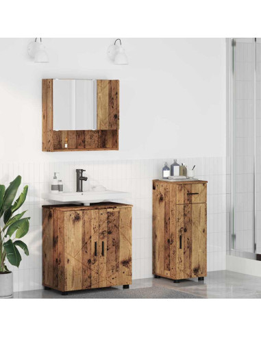 Set di mobili per il bagno con cassetto 3 pcs Legno vecchio