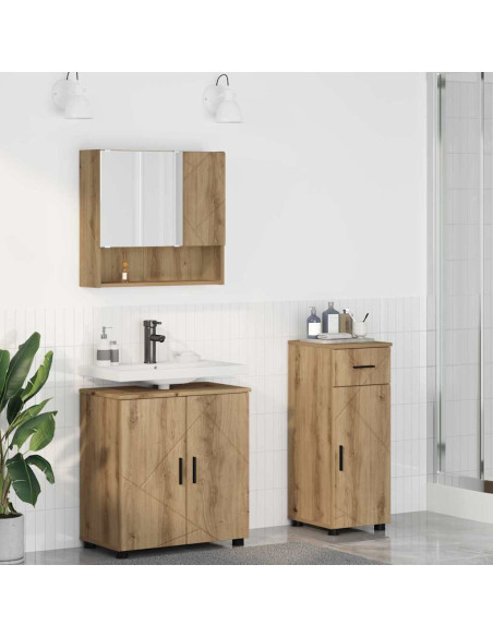 Set di mobili per il bagno con porta 3 pcs rovere artigianale