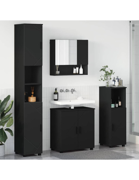 Set di mobili per il bagno con porta 4 pcs Nero 61 x 35 x 64 cm