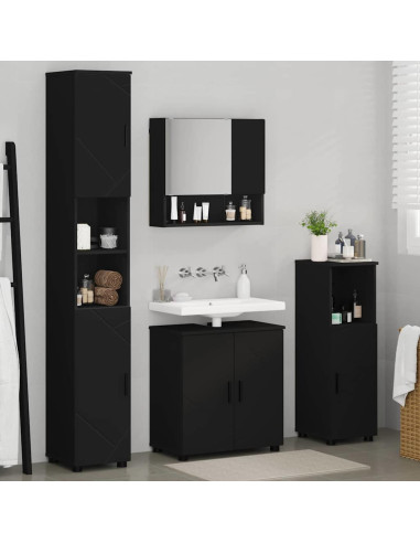 Set di mobili per il bagno con porta 4 pcs Nero 61 x 35 x 64 cm