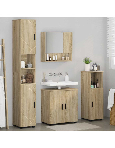 Set di mobili per il bagno 4 pcs rovere sonoma 61 x 35 x 64 cm