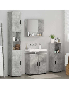 Set di mobili per il bagno con porta 4 pcs Grigio cemento 2