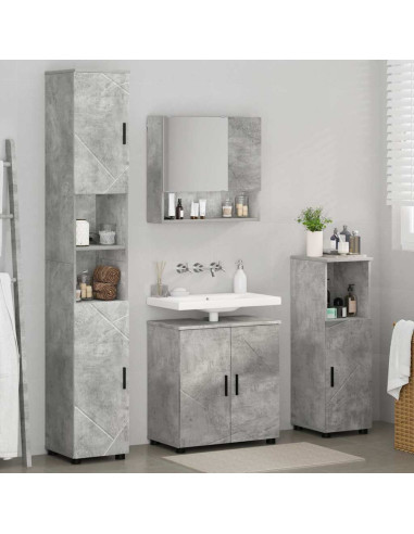 Set di mobili per il bagno con porta 4 pcs Grigio cemento