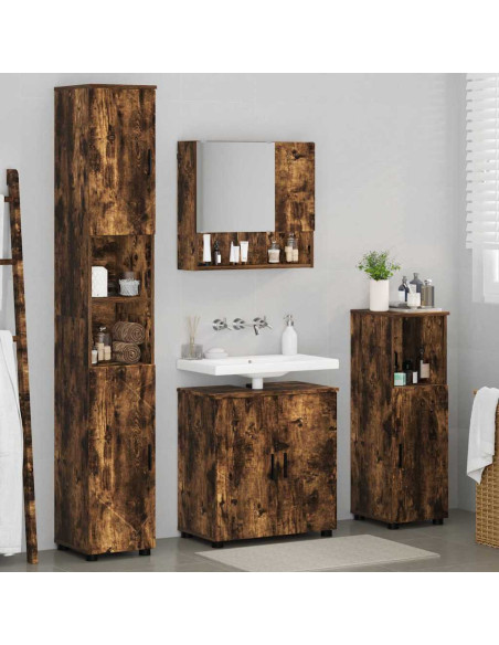 Set di mobili per il bagno 4 pz Rovere fumé 61 x 35 x 64 cm