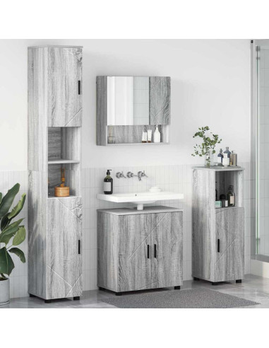 Set di mobili per il bagno 4 pcs Grigio sonoma 61 x 35 x 64 cm