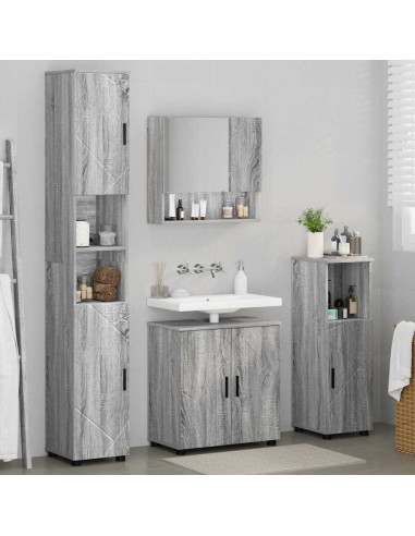 Set di mobili per il bagno 4 pcs Grigio sonoma 61 x 35 x 64 cm
