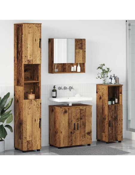 Set di mobili per il bagno con porta 4 pcs Legno vecchio