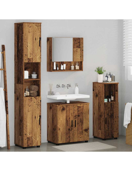 Set di mobili per il bagno con porta 4 pcs Legno vecchio