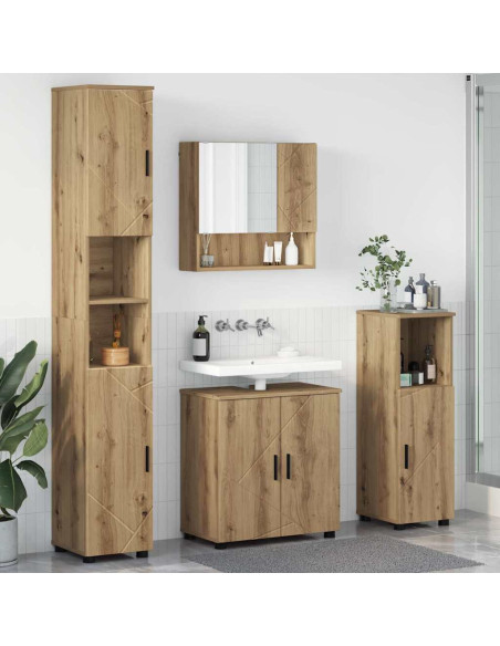 Set di mobili per il bagno con porta 4 pcs rovere artigianale