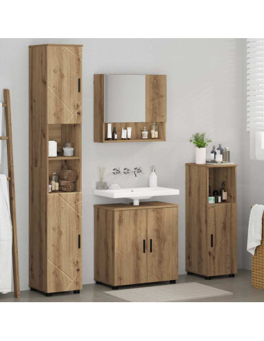 Set di mobili per il bagno con porta 4 pcs rovere artigianale