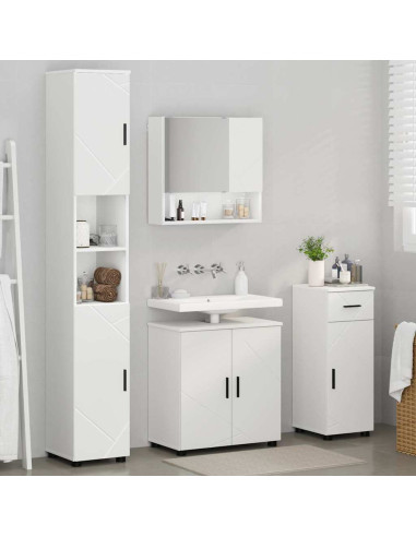 Set di mobili per il bagno con cassetto con porta 4 pcs Bianco