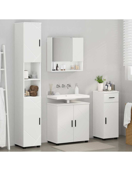 Set di mobili per il bagno con cassetto con porta 4 pcs Bianco